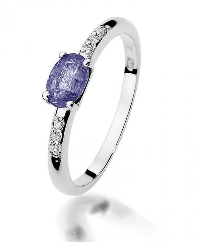 Pierścionek Bonore z białego złota próby 585 z tanzanitem 0,4 ct 125476