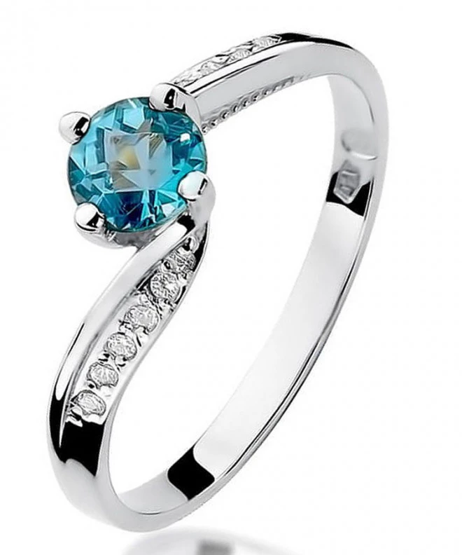 Pierścionek Bonore z białego złota próby 585 z topazem 0,5 ct 127597