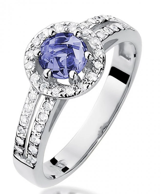 Pierścionek Bonore z białego złota próby 585 z tanzanitem 0,5 ct 125478