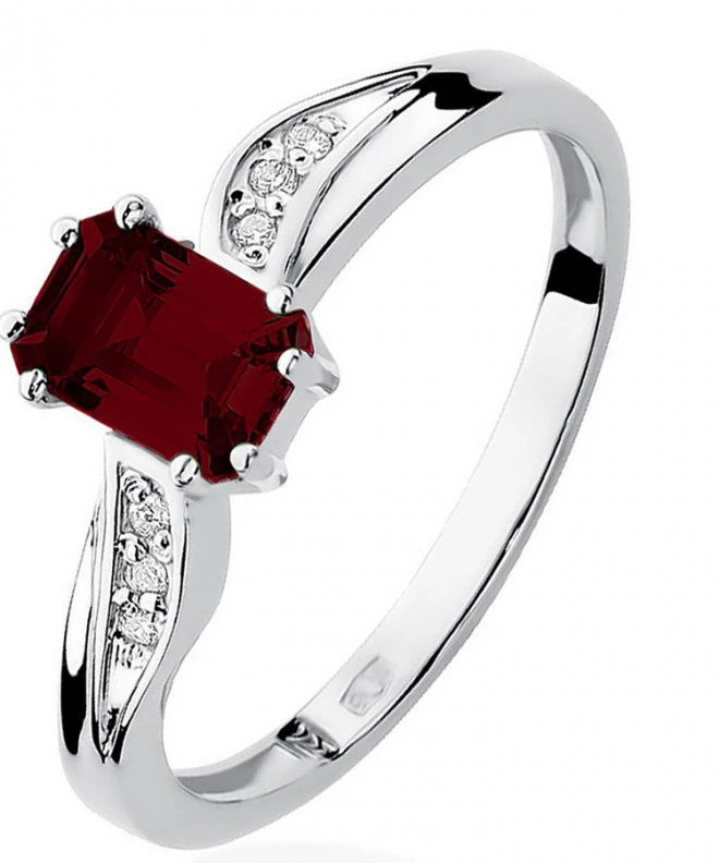 Pierścionek Bonore z białego złota próby 585 z granatem 0,7 ct 120315