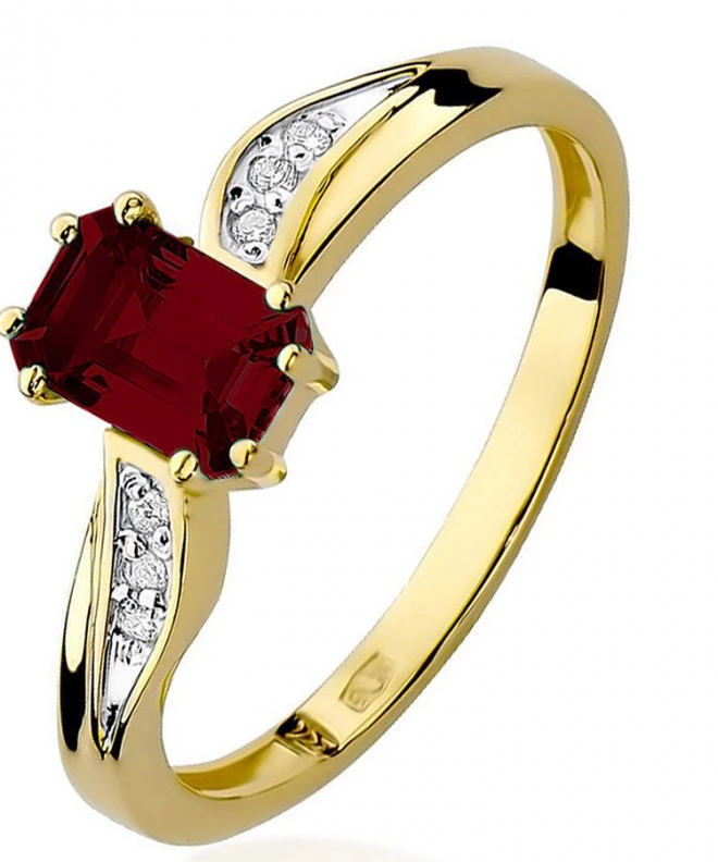 Pierścionek Bonore ze złota próby 585 z granatem 0,7 ct 93403