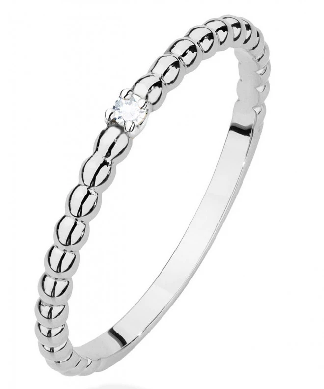 Pierścionek Bonore z białego złota próby 585 z diamentem 0,02 ct 106807