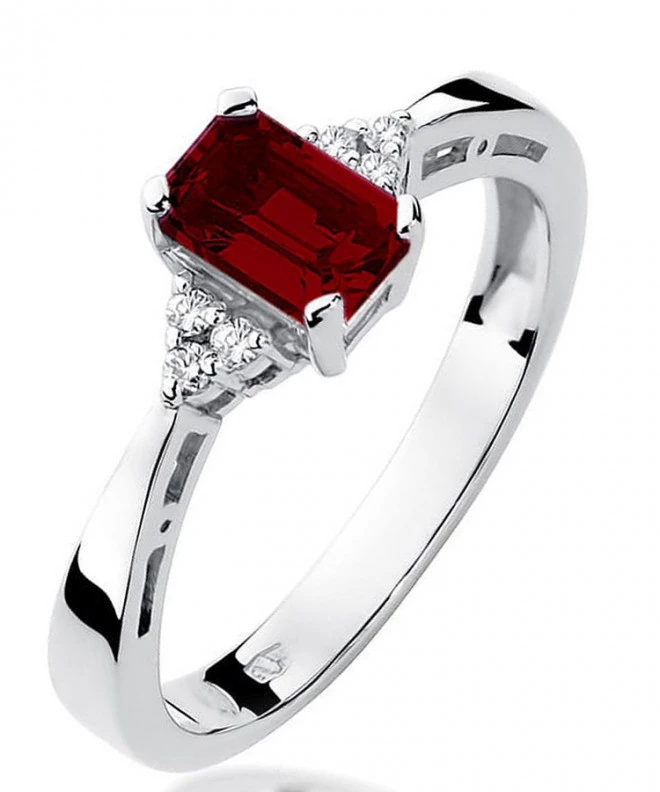 Pierścionek Bonore z białego złota próby 585 z granatem 0,7 ct 119322