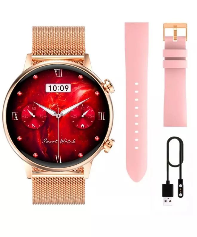 Smartwatch damski Manta Alexa Mini Złoty SET SWU502GD