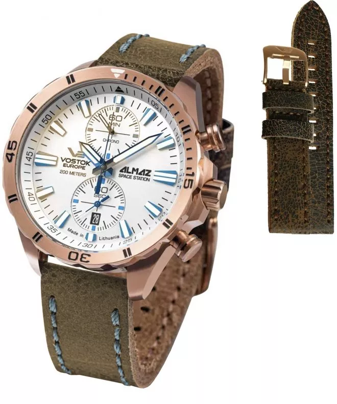 Zegarek męski Vostok Europe Almaz Chrono Limited Edition + paski Vostok 6S11-320B676-8676