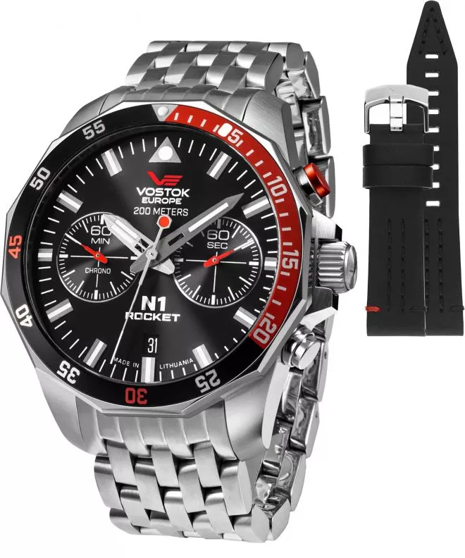 Zegarek męski Vostok Europe Rocket N-1 Chrono Limited Edition + pasek Vostok 6S21-225A707-736426