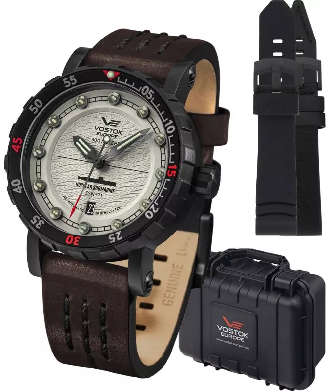 Zegarek męski Vostok Europe Nuclear Submarine Automatic Limited Edition + 2 paski Vostok NH35A-571C607-39243