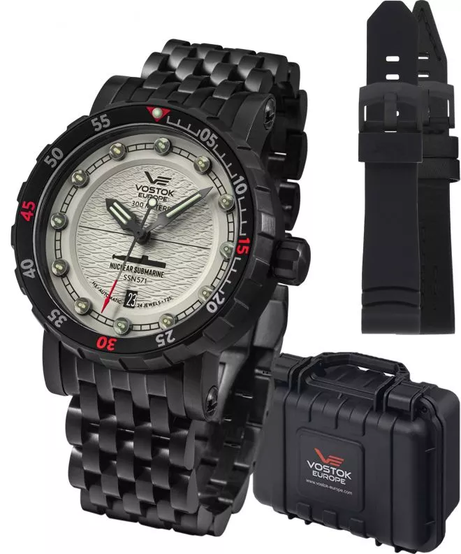 Zegarek męski Vostok Europe Nuclear Submarine Automatic Limited Edition + 2 paski Vostok NH35A-571C607-46319