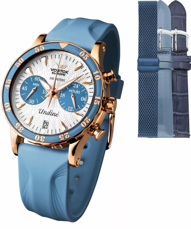 Zegarek damski Vostok Europe Undine Chronograph Limited Edition + pasek Vostok VK64-515B527-44346