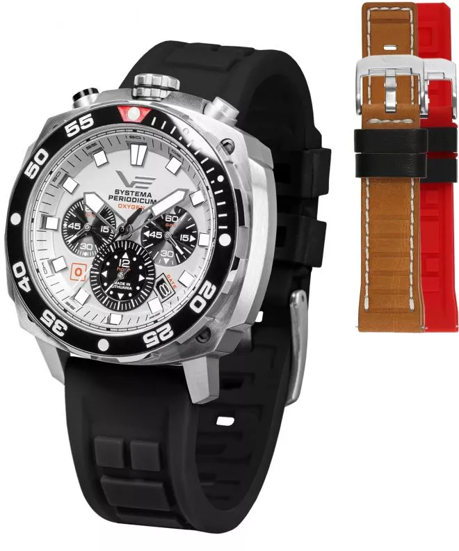 Zegarek męski Vostok Europe Systema Periodicum Oxygen Chronograph SET Limited Edition + 2 paski Vostok VK67-650A722-56455
