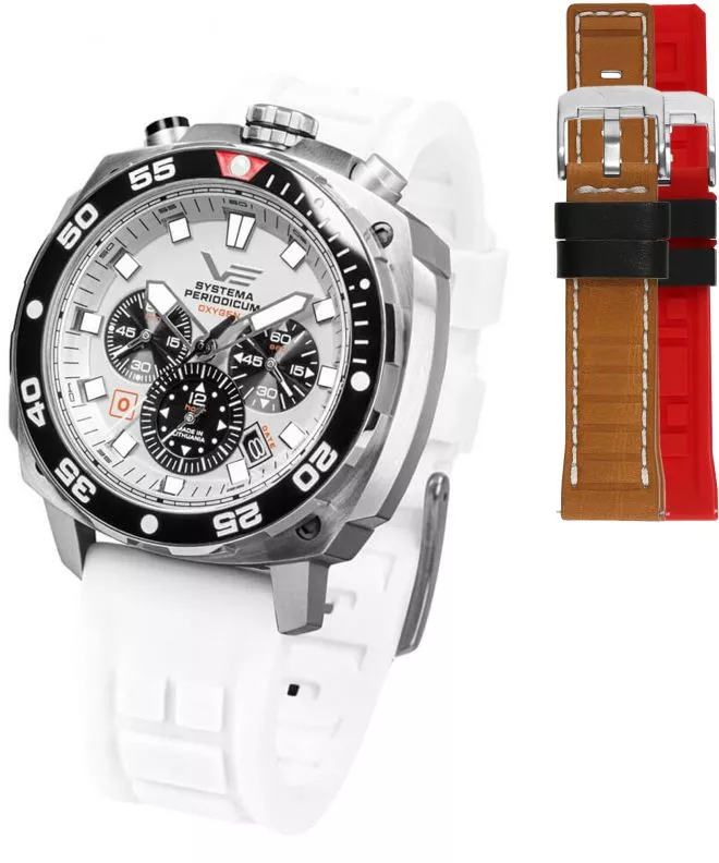 Zegarek męski Vostok Europe Systema Periodicum Oxygen Chronograph SET Limited Edition + 2 paski Vostok VK67-650A722-56714