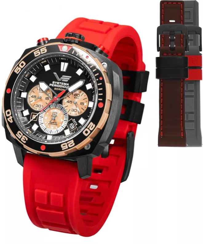 Zegarek męski Vostok Europe Systema Periodicum Boron Chronograph SET Limited Edition + 2 paski Vostok VK67-650E721-56486
