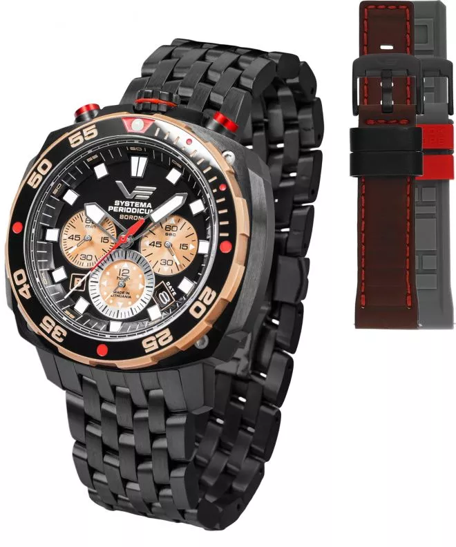 Zegarek męski Vostok Europe Systema Periodicum Boron Chronograph SET Limited Edition + 2 paski Vostok VK67-650E721-57599