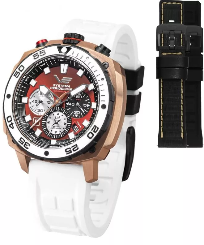 Zegarek męski Vostok Europe Systema Periodicum Phosphorus Chronograph SET Limited Edition + 2 paski Vostok VK67-650E724-56509