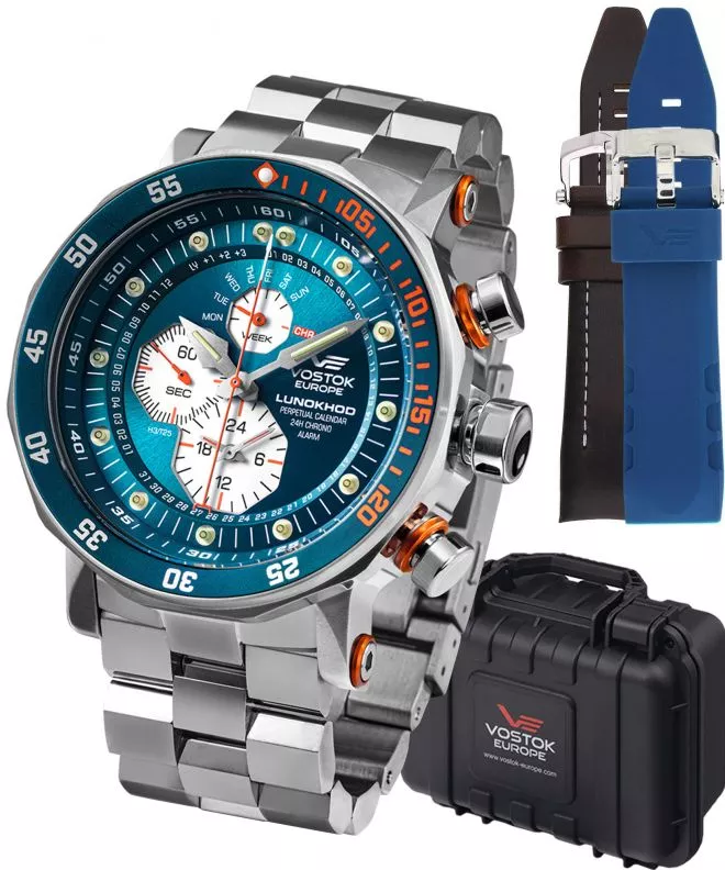 Zegarek męski Vostok Europe Lunokhod-2 Chrono Limited Edition + 2 paski Vostok YM86-620A636-38376