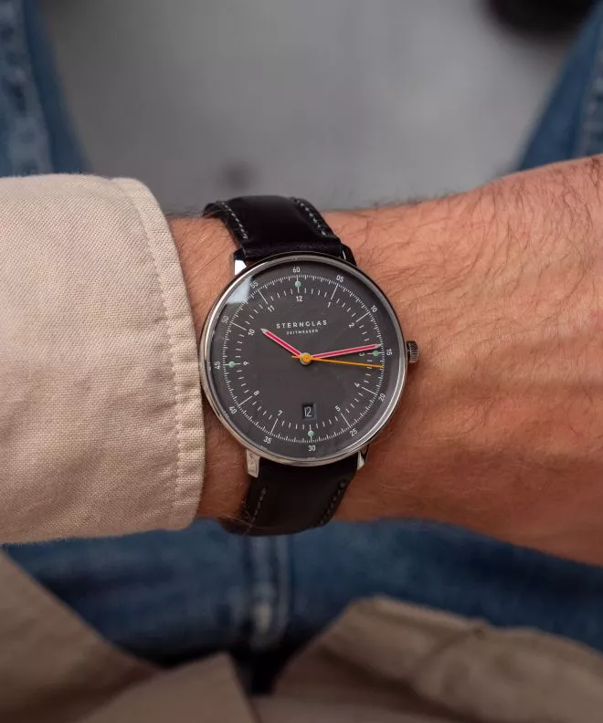 Zegarek męski Sternglas Hamburg Neugraphite S01-HH39-BR02
