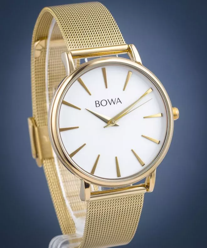 Zegarek damski BOWA Praha White-Gold Mesh 38 PH384-24-184M