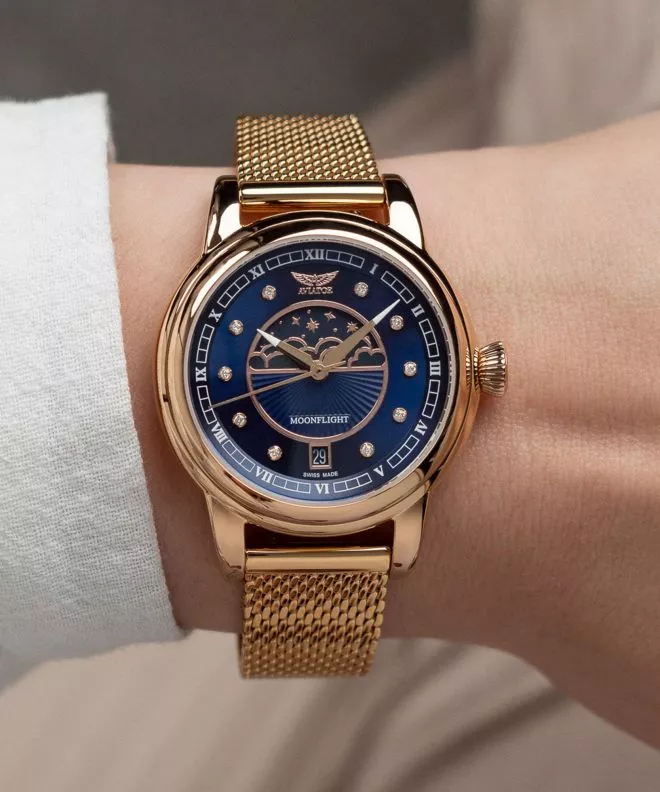 Zegarek damski Aviator Douglas Moonflight Blue Diamonds Limited Edition V.1.33.2.380.5