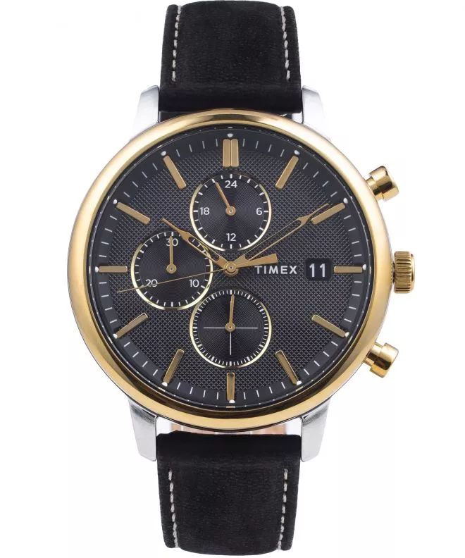 Timex Orologio Uomo Chicago - Quarzo Analogico, Cassa 45 Mm, Cinturino Acciaio, Quadrante Blu, Data, Impermeabile 5 ATM