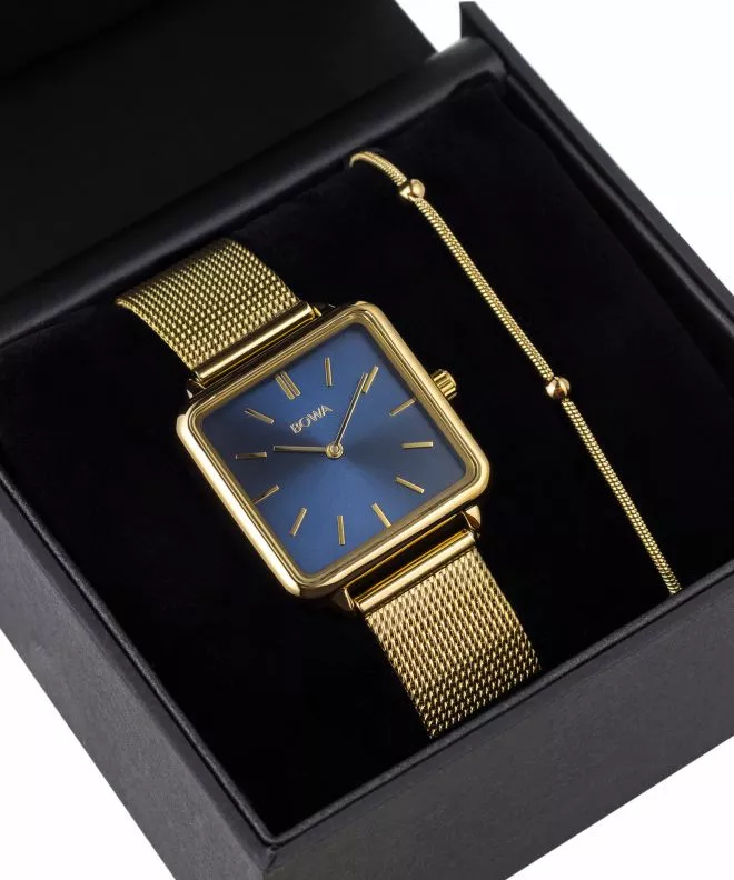 Zegarek damski BOWA Vienna Navy Blue-Gold Mesh 29 Gift Set VI294-34-164M-419-04