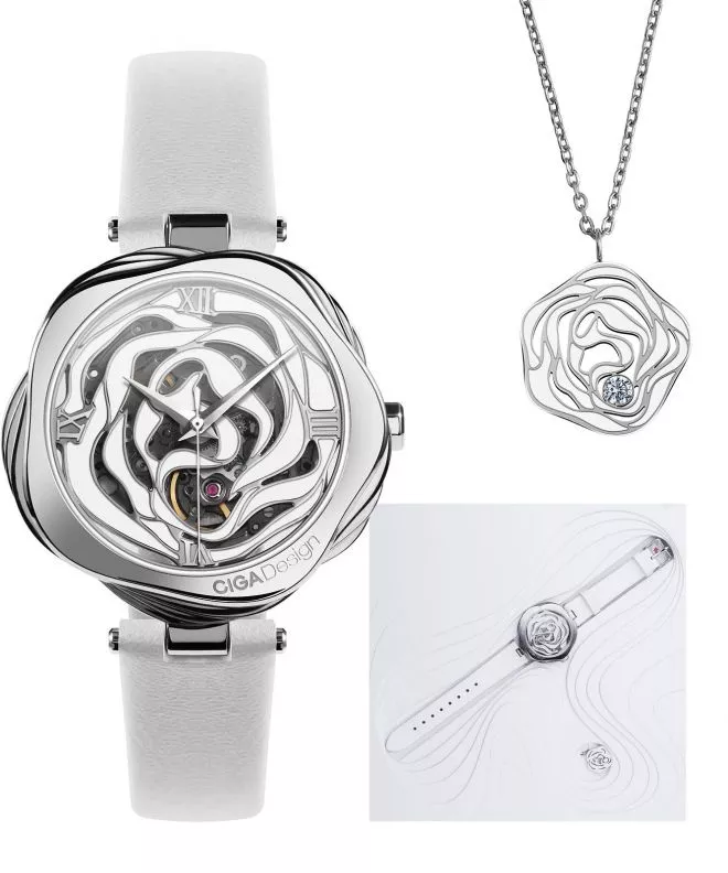 Zegarek damski Ciga R Danish Rose Skeleton Automatic R022-SISI-W1