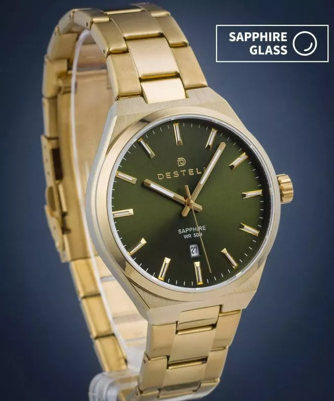 Zegarek męski DESTELL Aries Green Gold Steel Sapphire AR404-04-204S
