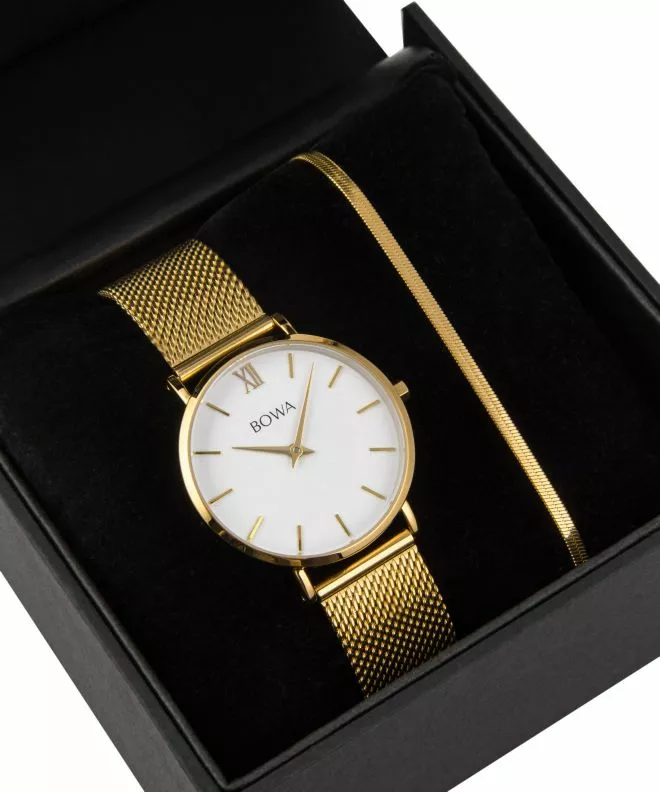 BOWA London White-Gold 33 Gift Set (zegarek + bransoletka) LO334-24-164M-419-03