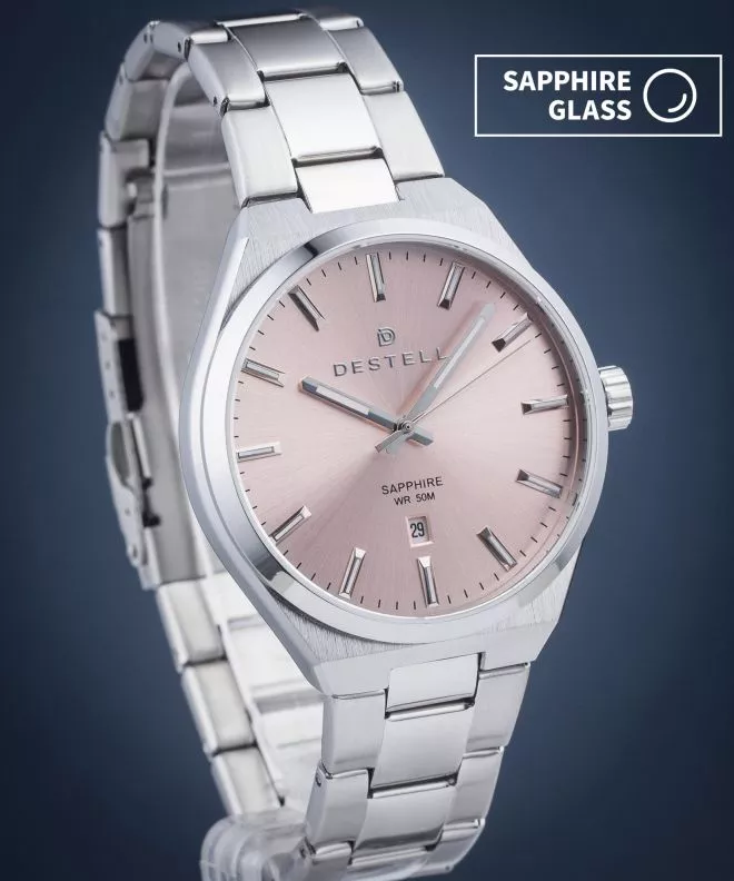 Zegarek męski DESTELL Aries Pink Silver Steel Sapphire AR405-125-205S