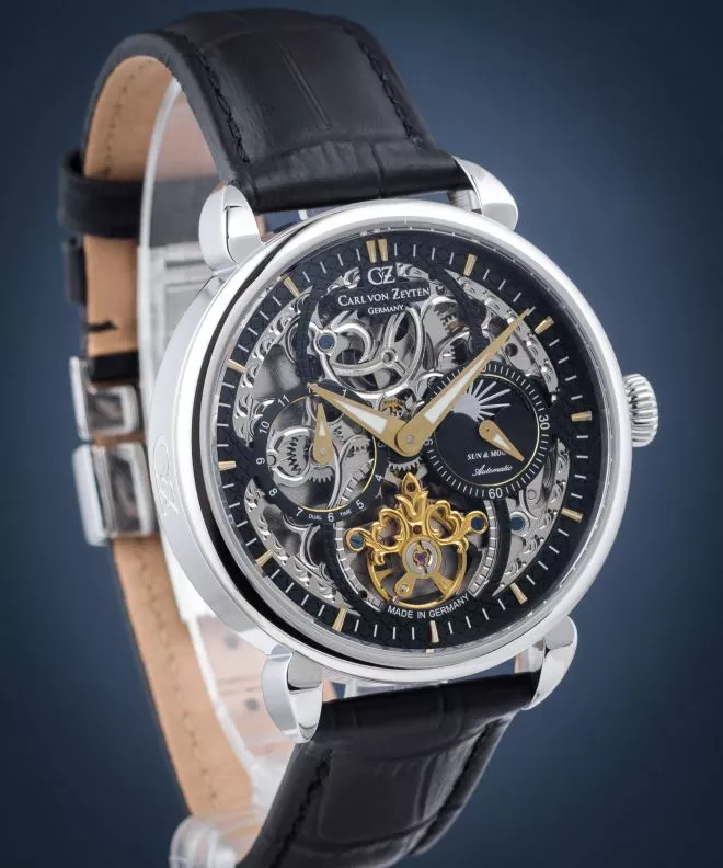 Zegarek męski Carl von Zeyten Neukirch Sun & Moon Skeleton Automatic CVZ0005BKGS