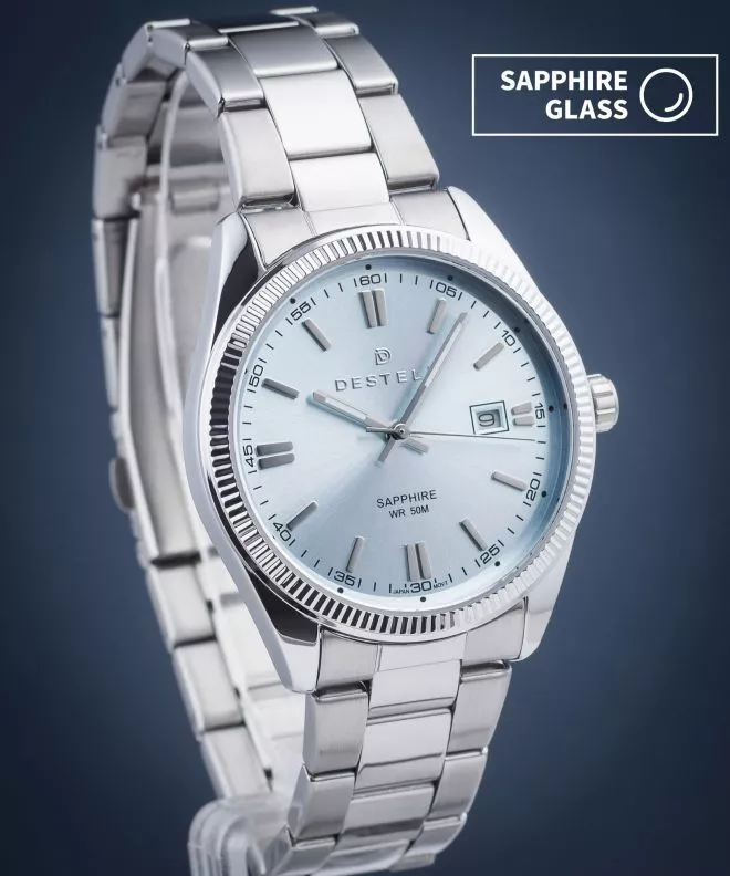 Zegarek męski DESTELL Loup Ice Blue Silver Steel Sapphire LU3855-95-205S