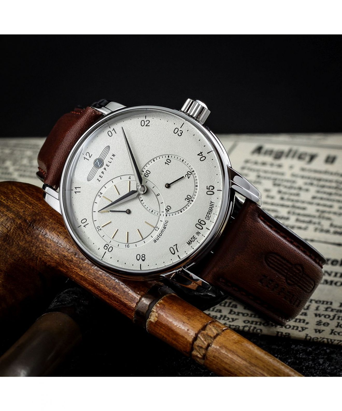 Zeppelin Orologio Da Uomo 8662-1 – Cassa Acciaio, Quadrante Argento, Cinturino Pelle Marrone, Vetro Minerale