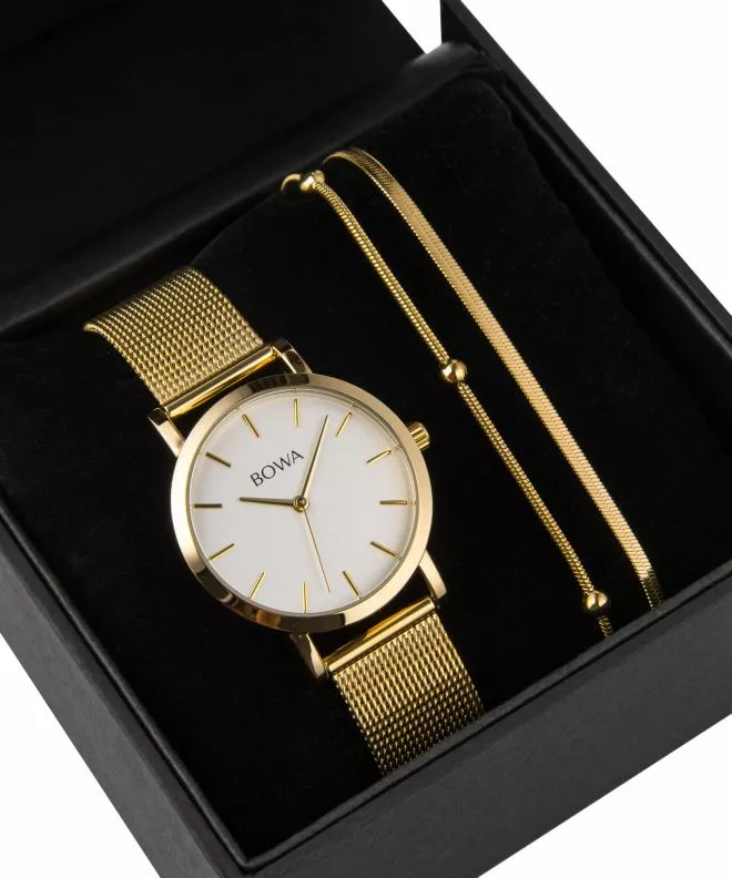 BOWA Tokyo White-Gold Mesh 33 Gift Set (zegarek + bransoletka) TO334-24-164M-419-01