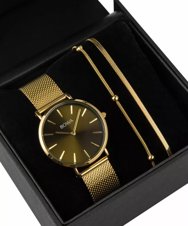 BOWA New York Petite Green-Gold Mesh 34 Gift Set (zegarek + bransoletka) NY344-04-184M-419-01