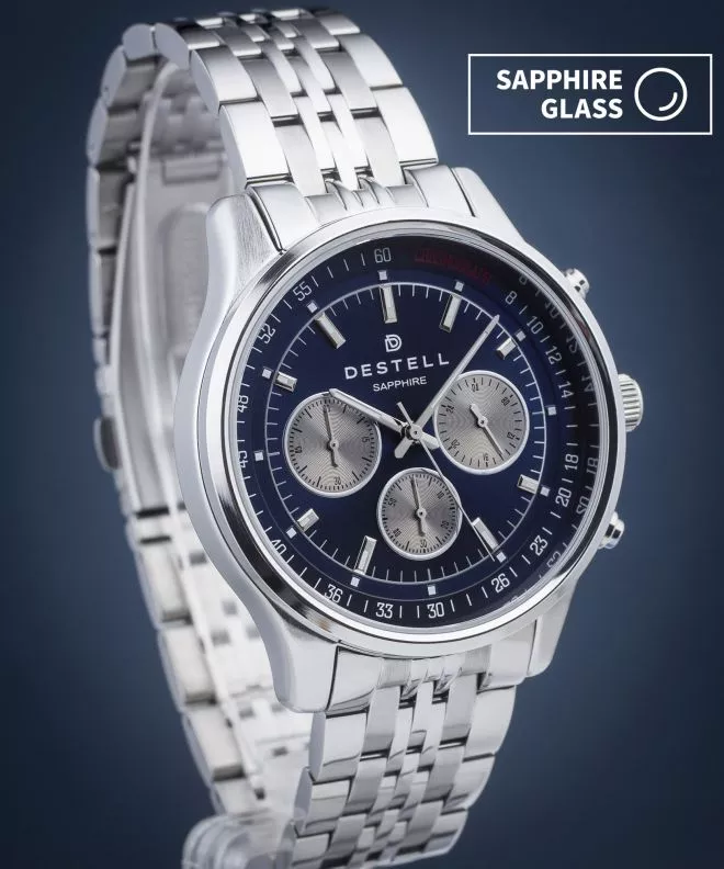 Zegarek męski DESTELL Circinus Blue Silver Steel Chronograph Sapphire CR415-35-205J
