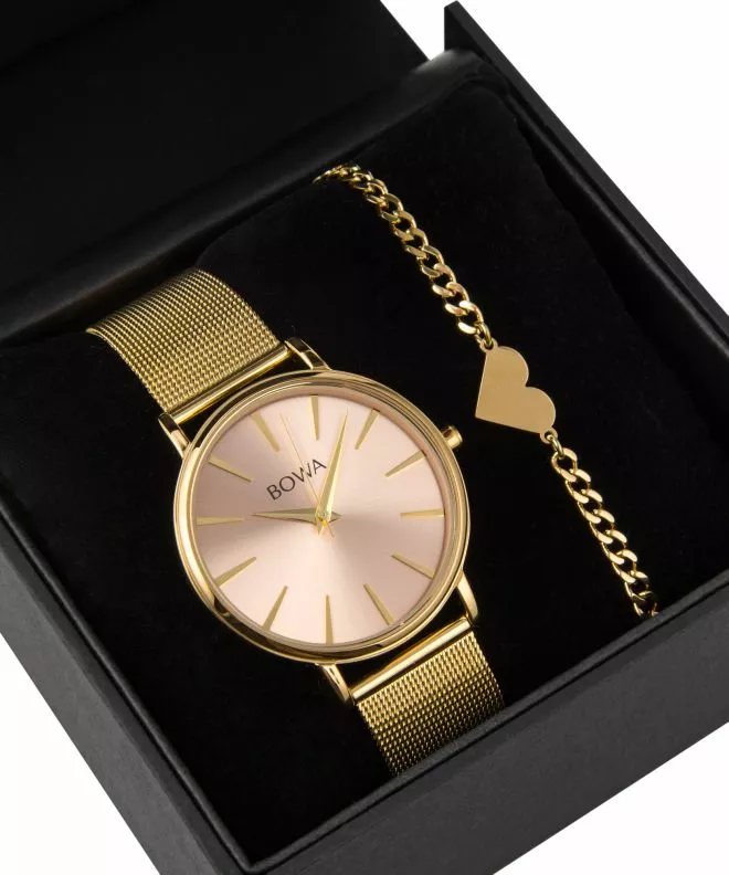 BOWA Praha Pink-Gold Mesh 38 Gift Set (zegarek + bransoletka) PH384-124-184M-419-02