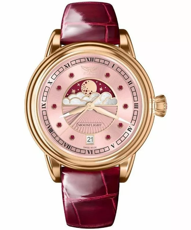 Zegarek damski Aviator Moonflight Gemstone Edition Pink Red Ruby Limited Edition V.1.33.2.418.4