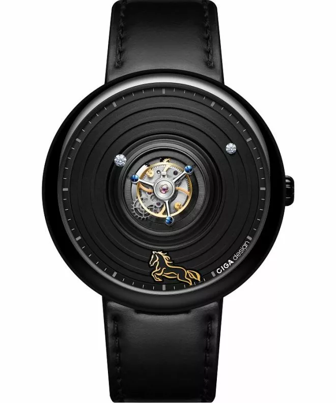 Zegarek męski Ciga Design Tourbillon Chinese Zodiac Year of the Horse Mechanical Titanium Limited Edition Diamond U057-BB01-1B