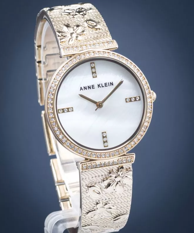 Zegarek damski Anne Klein Gold-Tone Crystal Accented AK/3146MPGB