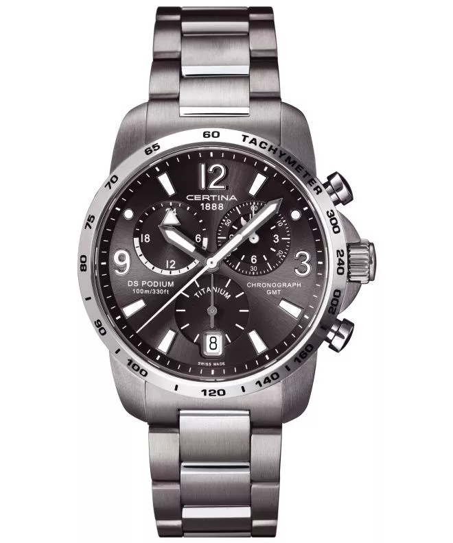 Zegarek męski Certina Ds Podium Big Size Chrono GMT Titanium C001.639.44.087.00 (C0016394408700)