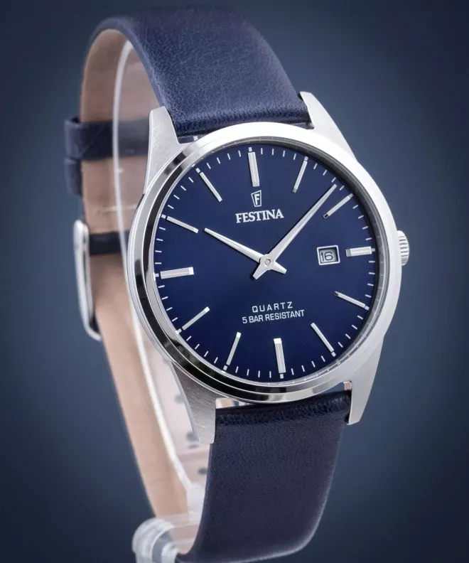 Festina Orologio Uomo Cronografo F20205-3, Cinturino In Pelle, Movimento Al Quarzo, 5 ATM