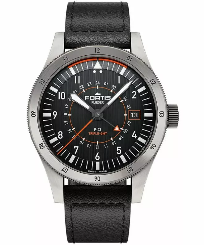 Zegarek męski Fortis Flieger F-43 Triple GMT Titanium Automatic F4260001