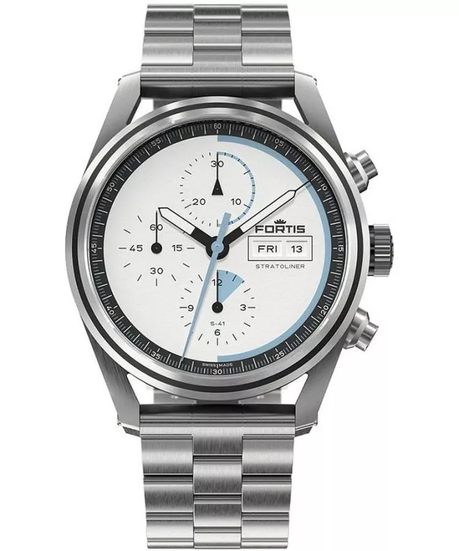 Zegarek męski Fortis Stratoliner S-41 White Dust Chronograph Automatic F2340006