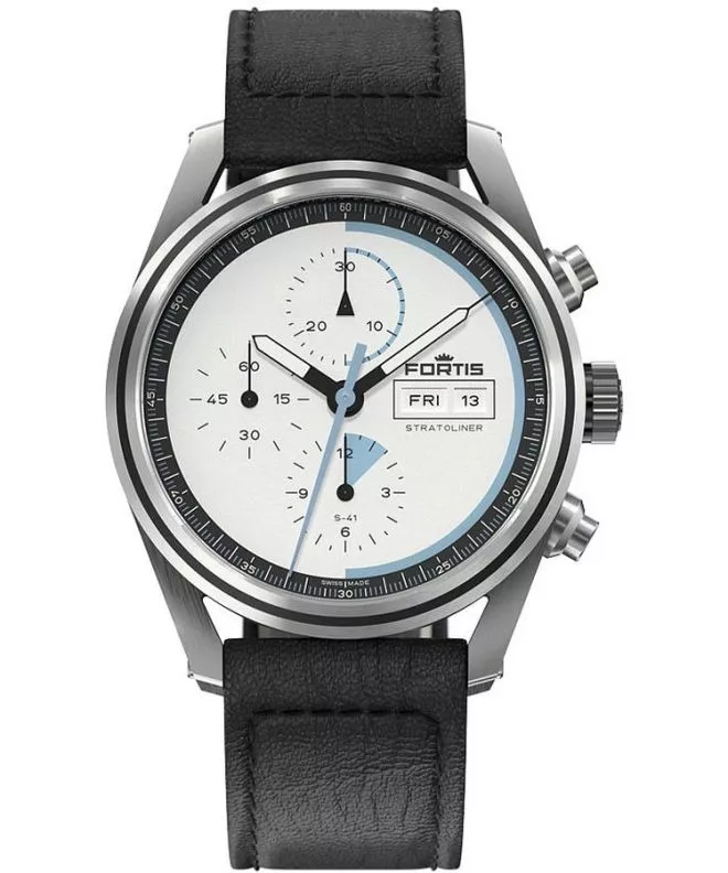 Zegarek męski Fortis Stratoliner S-41 White Dust Chronograph Automatic F2340014
