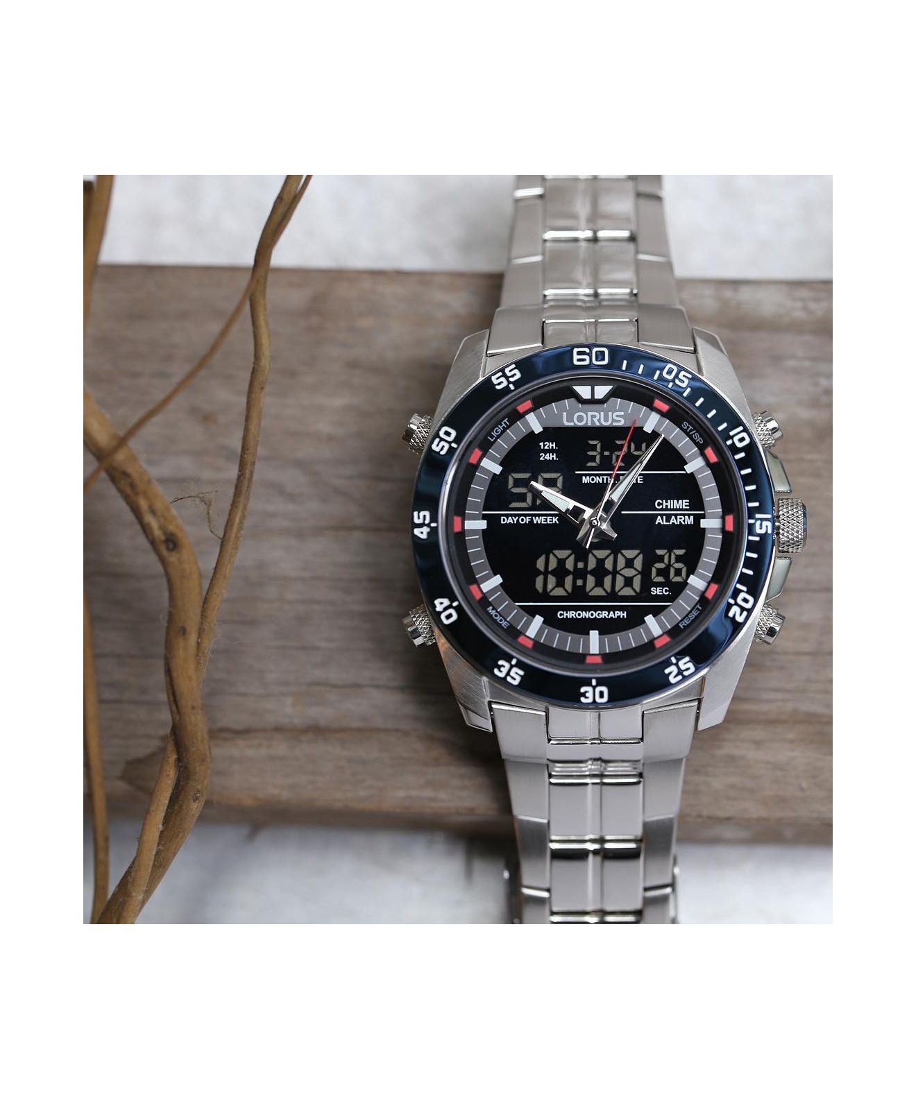 Lorus RW623AX9 Analogico Digitale Allarme Cronografo Orologio Uomo 46mm