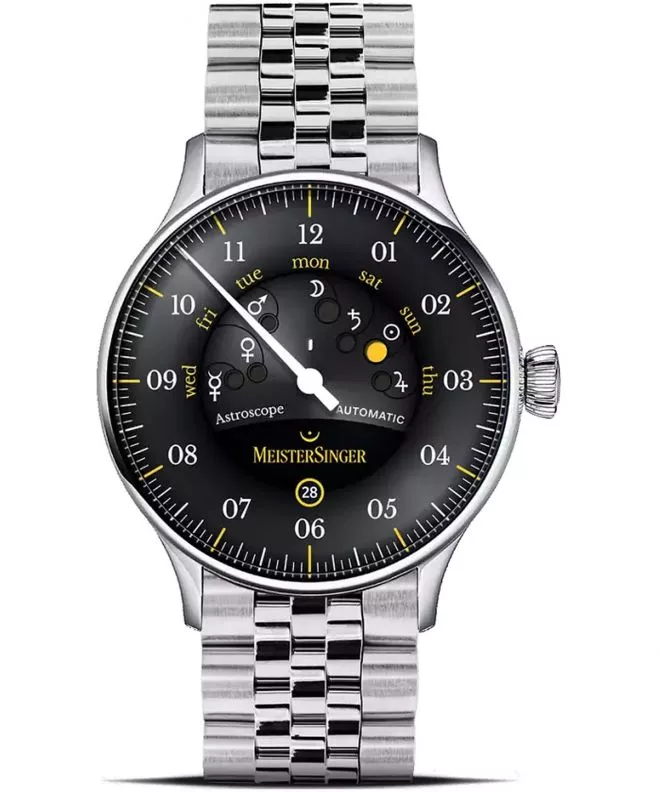Zegarek męski MeisterSinger Astroscope Black/Yellow Automatic Limited Edition S-AS902Y_MGB20