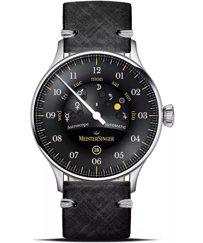 Zegarek męski MeisterSinger Astroscope Black/Yellow Automatic Limited Edition S-AS902Y_SVSL01