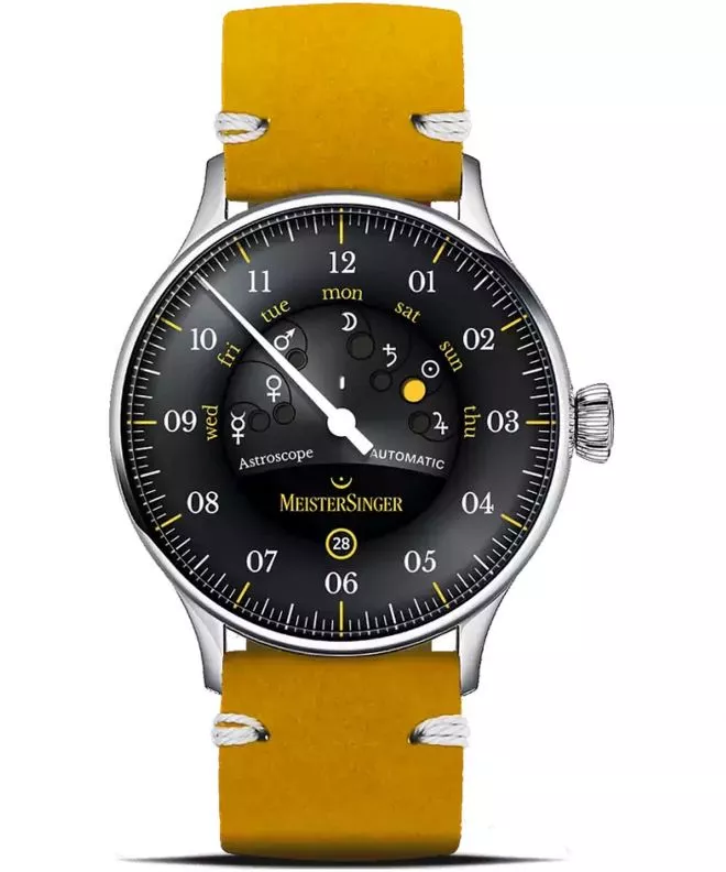 Zegarek męski MeisterSinger Astroscope Black/Yellow Automatic Limited Edition S-AS902Y_SVSL018