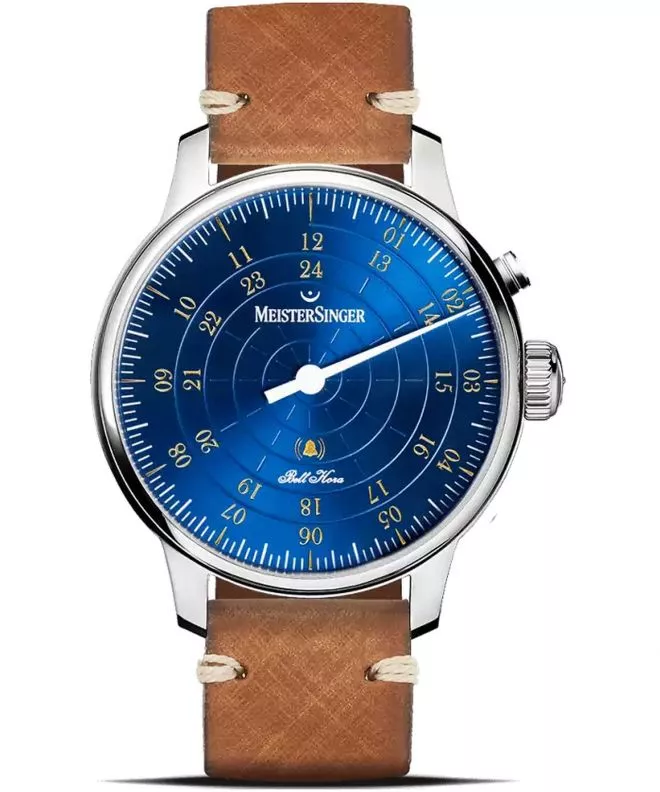 Zegarek męski MeisterSinger Bell Hora Medium Blue with Gold BHO918G_SVSL03