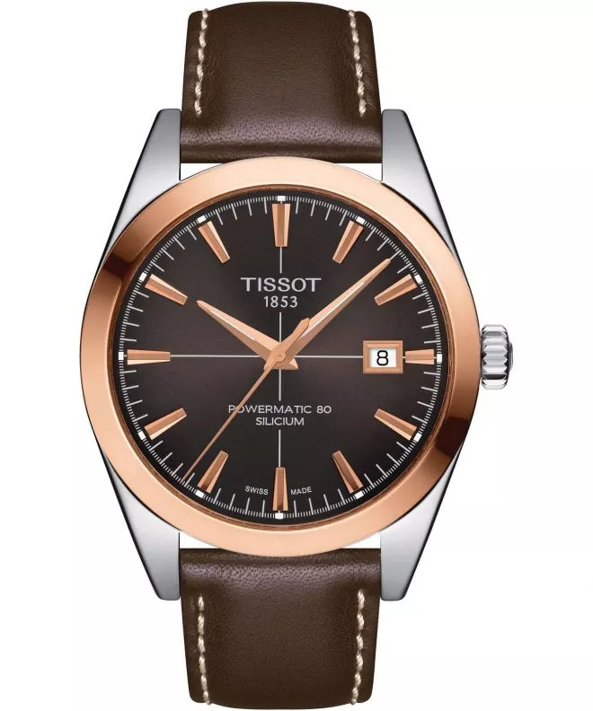 Zegarek męski Tissot Gentelman Powermatic 80 Silicium Solid 18K Gold Bezel T927.407.46.291.00 (T9274074629100)