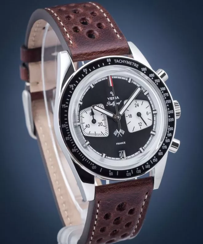 Zegarek męski Yema Rallygraf Blue Tarmac Leather YMHF1572-GU